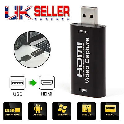 £7.79 • Buy HDMI To USB 2.0 Video Capture Card 1080P HD Recorder Game/Video Live Streaming