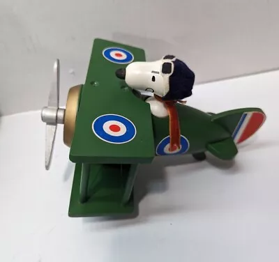 Vintage Wood Peanuts Snoopy Bi Plane Music Box Sopwith Camel Schmid Bros 1970 • $219