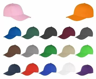 1pc Mens Womens Plain Baseball Cotton Cap Adjustable Peak Sport Summer Caps • £2.99