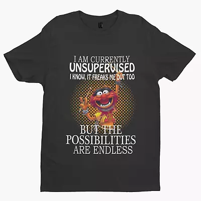 Unsupervised Animal T-Shirt - Muppets Funny Retro Cool Drums Drummer Cartoon • £10.79