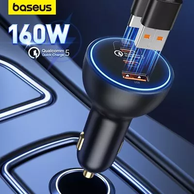 Baseus 160W Car Charger USB Type C QC 5.0 Fast Charging For IPhone 14 Pro Laptop • $39.99