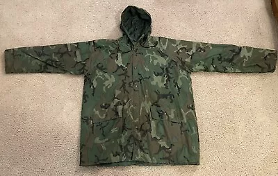 AMERICAS CUP Camouflage PVC Rain Suit Woodland Fatigue Waterproof Jacket XL • $14.95