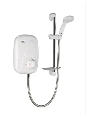Mira Power Shower Manual Rear-Fed Low Water Pressure Round Head White Chrome • £146.92
