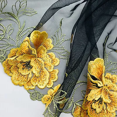 £3.79 • Buy 1 Yard Lace Trim Ribbon Mesh Embroidered Flower Clothing Dress Sewing Decor DIY