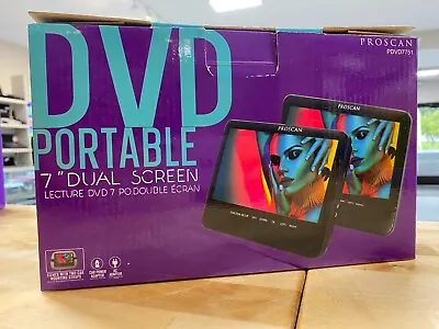 NEW - Proscan 7  Dual Screen Portable DVD Player PDVD7751 Black - Free ShipN! • $37.99