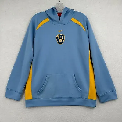 Vintage Milwaukee Brewers Nike Sweatshirt Hoodie Youth XL Adult S Center Swoosh • $14.50