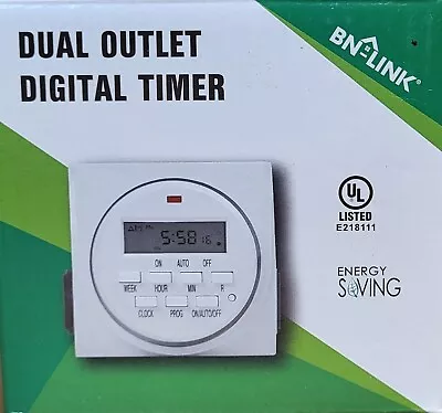 BN LINK DUAL OUTLET DIGITAL SECURITY TIMER 7 Day B00MVF16JG • $14.49