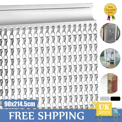 Aluminium Door Fly Screen Metal Chain Curtain Blind Insect Blinds 214cm X 90cm • £44.99