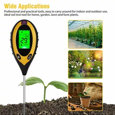 4 In 1 PH Tester Soil Water Moisture Light Test Meter For Garden Plant Seeding • $8.19