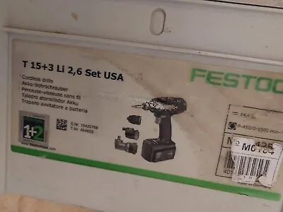 Festool T15+3  Li-Ion Cordless Drill Set In Excellent Condition With Two Batts. • $200
