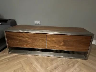 Dwell ‘Nox’ TV Unit - Walnut And Brushed Steel With Storage • £50