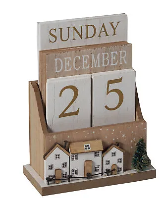 £12.99 • Buy Wooden Perpetual Calendar Desktop Eternal Calendar Blocks - Winter Design