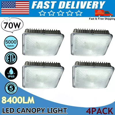 LED Canopy Light 4 Pack 70W Gas Station Carport Ceiling Lights [600W HID/HPS Eq. • $174