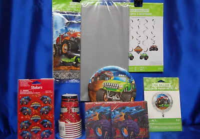 Monster Jam Party Set # 10 Monster Truck Plates Napkins Cups Mudslinger • $39.99