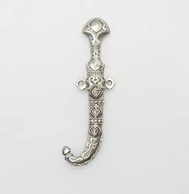 Vintage Silver Mixed Moroccan Goumiers Janbiya Pin Brooch Drago • $75