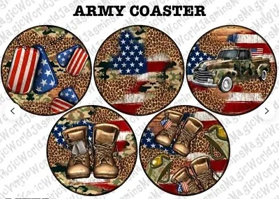 $4 • Buy Set Of 2 Military Camo Customized Car Coasters 5 Variations To Chose From