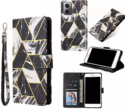 Xiaomi Redmi 10 5G Gilded Marble Pattern Wallet 3 Card Slots ID Window Lanyar • $8.90