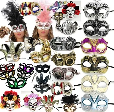 Masquerade Eye Masks Unisex Men Women Venetian Steampunk Halloween Gothic Lot • £2.99