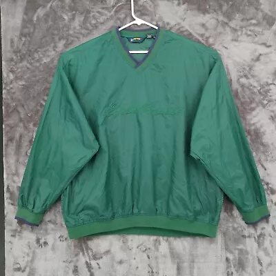 Eddie Bauer EBTEK Vtg Y2K XL Green Nylon Chest Logo Pullover Windbreaker Jacket • $17.99