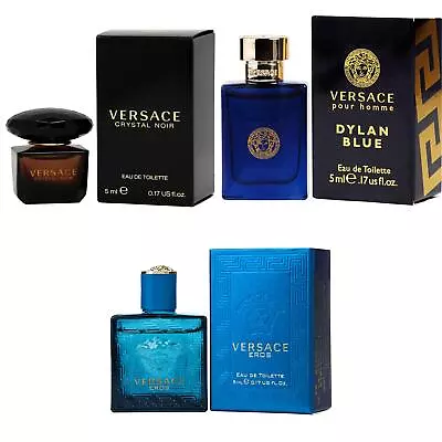 3pc Mini Gift Set Versace Crystal Noir Dylan Blue Eros Men 5ml/0.17oz NEW! • $22.99