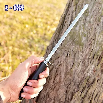 13 Inch Honing Steel Oval Diamond Knife Sharpening Rod Stick Kitchen Sharpener • $13.45