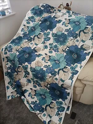 Vintage Upholstery Fabric 48 Inch Wide   Floral Blue  1960s /70s  Per Metre  • £6