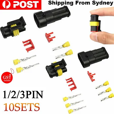 10 Set 1/2/3 Pin Waterproof Car Electrical Wire Sealed Connector Plug Cable 12V • $7.65