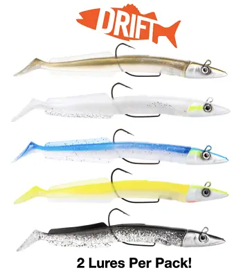 DRX Sandeel | 2 Lures Per Packet | 20g & 35g Weedless Bass Sea Fishing Lures • £7.99