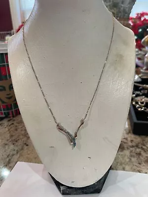Vintage Gtr Blue Topaz And Cz Necklace 18 Inches💙🩶 • $28