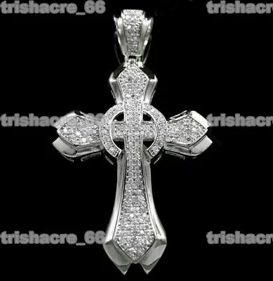 3.00 CT Round Cut Moissanite Real 925 Sterling Silver Cross Men's Charm Pendant • $149.99