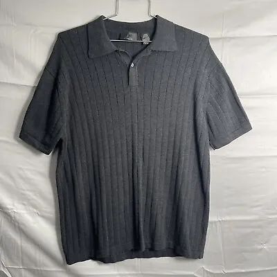 J Ferrar Polo Size Large L Mens Black Short Sleeve Casual 100% Knitted Cotton • $9.74