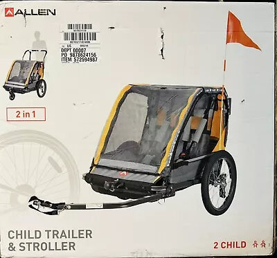 Allen 3 Wheel 2-Child Convertible Foldable Pull Push Bicycle Trailer & Stroller • $129