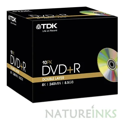 £10.99 • Buy 10 Genuine TDK DVD+R DL Dual Double Layer 8.5GB Disc 8x 240 Mins T19544 CMC D03