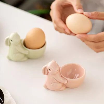 Ceramic Egg Cups Easter Rabbit Egg Cup Egg Holder Stand For Table Decoration • £6.95
