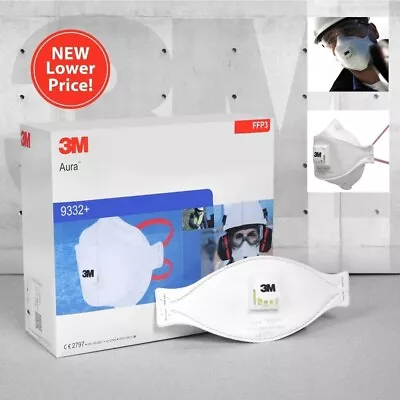 10x 3M Aura 9332+ Face / Dust Mask FFP3 Valved Respirator Individually Sealed • £8.45