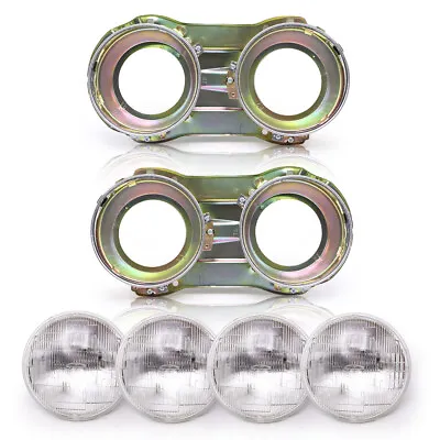 For Datsun Nissan 620 Pick Up 1972 79 Set Head Light Lamp With Bases Bezels • $644.50