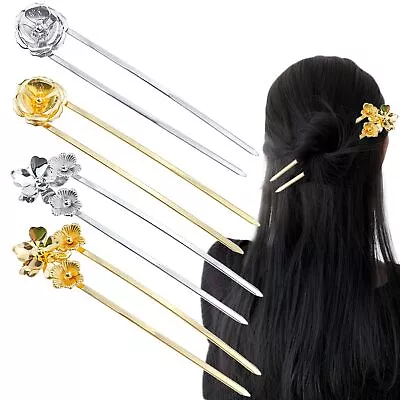 4 PACK Vintage Hair Sticks Metal U Shaped Hairpin Traditional Flower Hair Pin... • $17.04