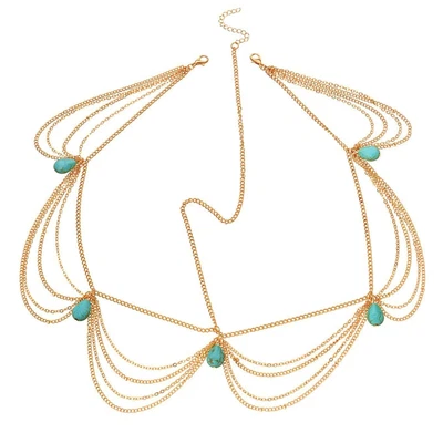 £2.33 • Buy Boho Bead Cross Pendant Bride Head Chain Headband Headpiece Jewelry F2L2