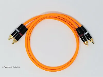 RCA Cables Phono Lead Van Damme Pro Grade Gold Plated Pure OFC Orange 50cm • £19.50