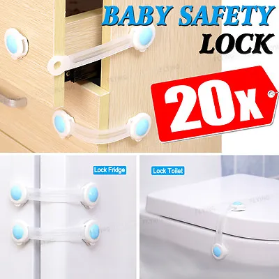 $12.97 • Buy 20X Safety Door Lock Fridge Drawer Toilet Cupboard Cabinet For Baby Kids Child