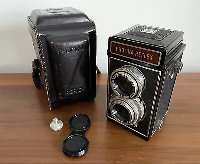 Photina Reflex Medium Format 6x6 120 Film Camera & Case - Shutter Working • £18