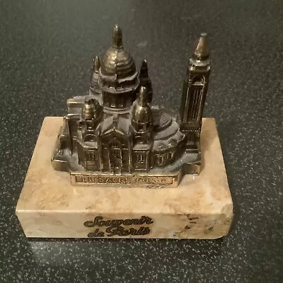 Metal Souvenir Building  Marble Base France Paris Sacre Coeur Cathedral • $26.70