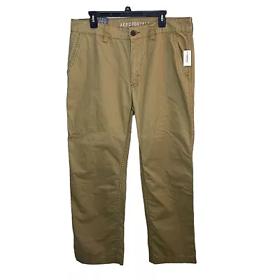 Aeropostale Pants Men’s 38x34 Beige Flat Front Khaki Chino Work Uniform Pant Nwt • $19.99