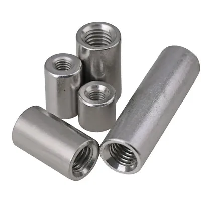 £2.87 • Buy Round Connector Nuts 304 Stainless Steel GB/T812 All Thread Rod Bar Sleeve Tube