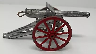 Vintage Barclay Metal Silver & Red Field Cannon With Spoke Wheels • $14.99