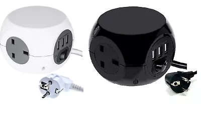Travel Adaptor Extension Lead 1M UK To Europe 3 Way Gang 3 USB Plug Adapter • £19.90