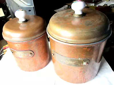 Vintage Copper Plated Aluminum Coffee & Sugar Lidded Canisters Used • $8