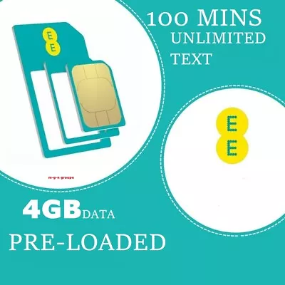 EE SIM CARD NANO  MICRO STANDARD FOR ALL EE PHONE £10 Credit LOADED • £8.49