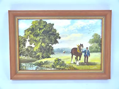 Horse Country Scene Oil Painting Signed - Framed 243 X 165 CM - I20 P748 • £5.95