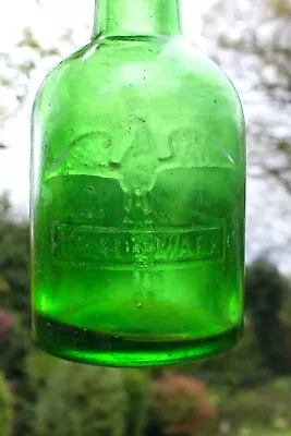 VINTAGE C1900s H. D. RAWLINGS LONDON EAGLE PICT GREEN DUMPY SELTZER BOTTLE • $18.05